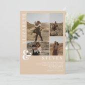 Invitation Ampersand beige moderne 5 mariage de grille photo (Debout devant)