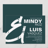 Invitation AMPERSAND BOLD vert Grunge Mariage (Devant / Derrière)