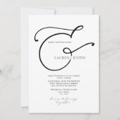 Invitation Ampersand de calligraphie moderne Mariage noir bla (Devant)