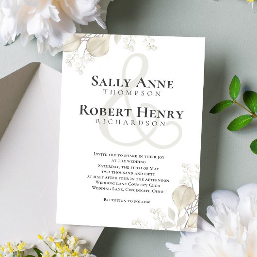 Invitation Ampersand de script de calligraphie mariage