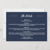 Invitation Ampersand floral bleu rose marine 2 en 1 Mariage (Dos)