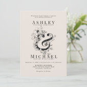 Invitation AMPERSAND FLORAL main tiré Mariage Blush (Debout devant)