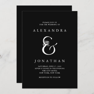 Invitation Ampersand floral  Mariage noir spectaculaire