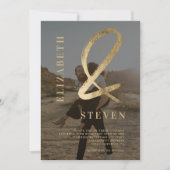 Invitation Ampersand gris or moderne noms 2 mariage photo (Devant)