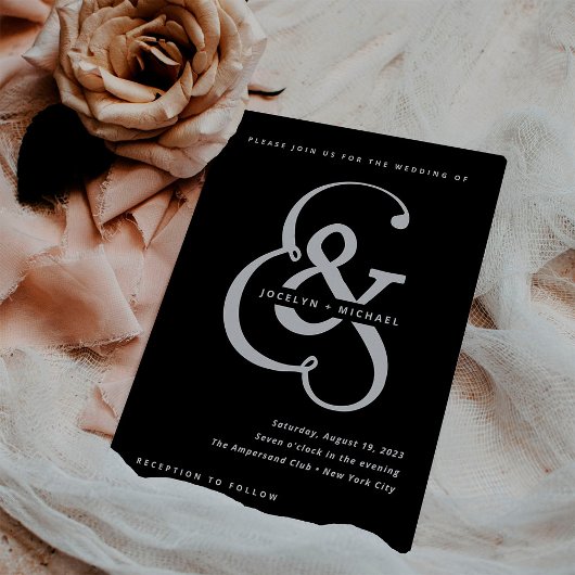 Invitation Ampersand lunaire | Moody Black Mariage