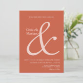Invitation Ampersand Mariage en terre cuite rose (Debout devant)