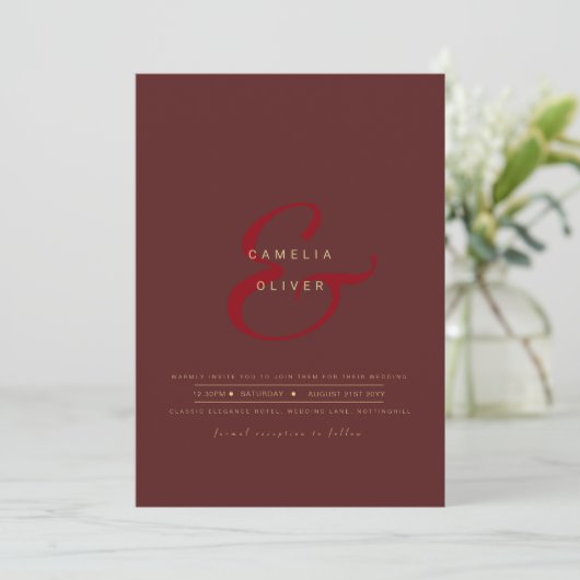 Invitation Ampersand Mariage moderne Inviter QR Code RSVP (Debout devant)