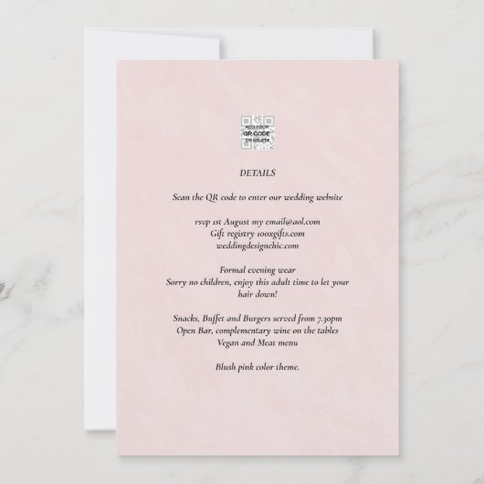 Invitation Ampersand Mariage moderne Inviter QR Code RSVP (Dos)