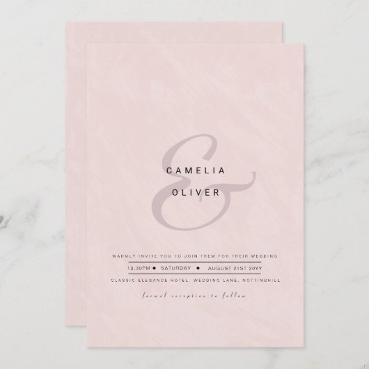 Invitation Ampersand Mariage moderne Inviter QR Code RSVP (Devant / Derrière)