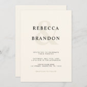 Invitation Ampersand minimaliste ivoire en un seul Mariage (Devant / Derrière)