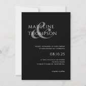 Invitation Ampersand minimaliste moderne Mariage photo noir (Devant)