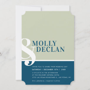 Invitation AMPERSAND MODERNE typographie simple marine sage