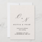 Invitation Ampersand Monogramme Calligraphie Mariage élégant (Devant)