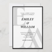 Invitation ampersand Monogramme initial noir et blanc mariage (Devant)