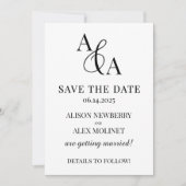 Invitation Ampersand noir & blanc moderne Enregistrer la date (Devant)
