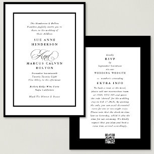 Invitation Ampersand noir tout en un Mariage de détails RSVP