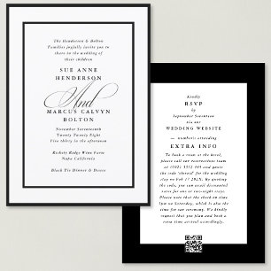 Invitation Ampersand noir tout en un Mariage de détails RSVP
