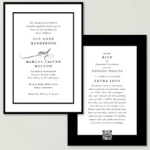 Invitation Ampersand noir tout en un Mariage de détails RSVP