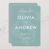 Invitation Ampersand Pastel Seafoam Green Mariage (Devant / Derrière)