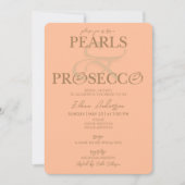 Invitation Ampersand Peach Fuzz Pearls Prosecco Fête des mari (Devant)