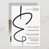 Invitation Ampersand photo moderne calligraphie Qr code maria (Devant / Derrière)
