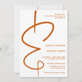 Invitation Ampersand photo orange script Qr code mariage (Devant)