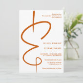 Invitation Ampersand photo orange script Qr code mariage (Debout devant)