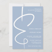 Invitation Ampersand photo script bleu glace Qr code mariage (Devant)