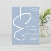 Invitation Ampersand photo script bleu glace Qr code mariage (Debout devant)