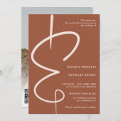 Invitation Ampersand photo script en terre cuite code Qr mari (Devant / Derrière)