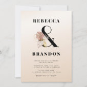Invitation Ampersand Tropical Or Dusty Pink Ombre Mariage (Devant)