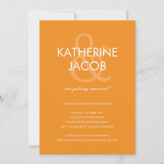 Invitation Ampersand Wedding shower Orange (Devant)