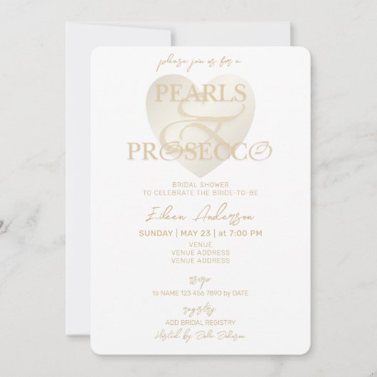 Invitation Ampersand White Pearls & Prosecco Fête des mariées (Devant)