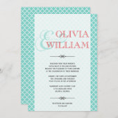 Invitation Amperson en carrelage rouge turquoise marocain mar (Devant / Derrière)