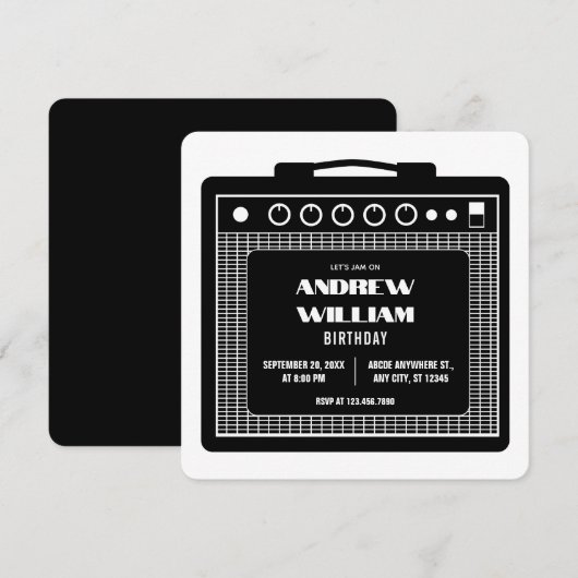 Invitation Amplifier la musique de haut-parleur anniversaire (Devant / Derrière)