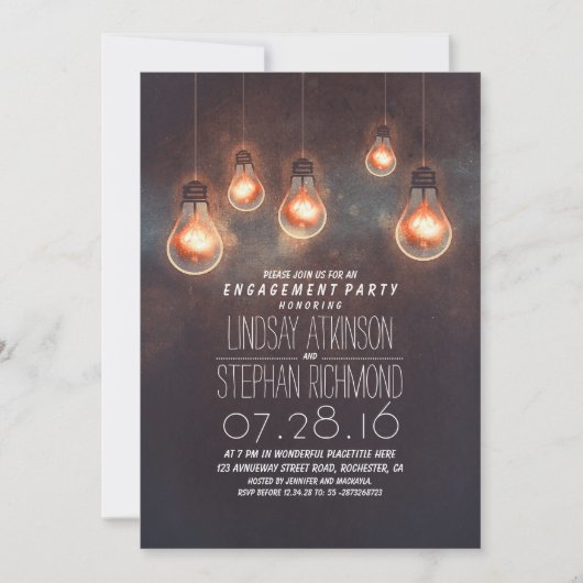 Invitation ampoules à lunettes fantaisie soirée fiançailles r (Devant)