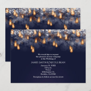 Invitation Ampoules Suspendues Vintage Mariage Rustique