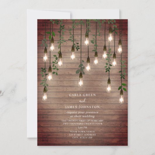 Invitation Ampoules vintages Mariage botanique (Devant)