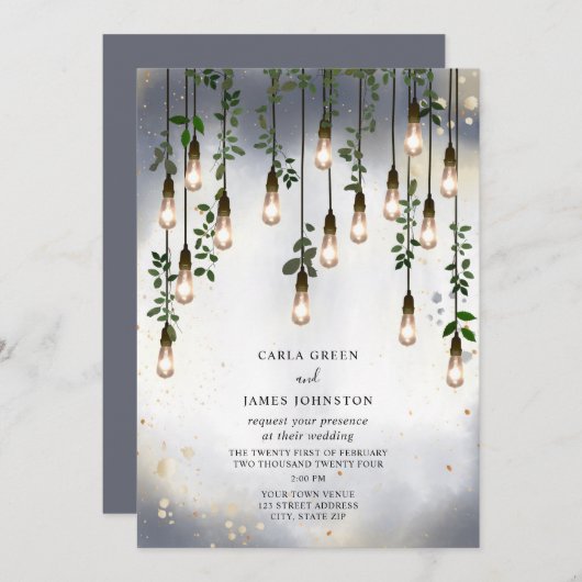 Invitation Ampoules vintages Mariage d'aquarelle botanique (Devant / Derrière)