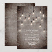 Invitation Ampoules vintages Mariage industriel en brique rus (Devant / Derrière)
