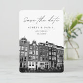 Invitation Amsterdam Canal Houses Photo Enregistrer la date (Debout devant)