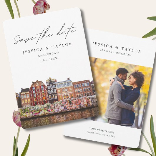 Invitation Amsterdam Mariage Flower Market Enregistrer la dat