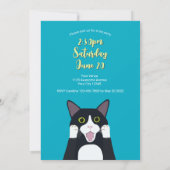 Invitation Amusant 1er Anniversaire Cute Surpris Tuxedo Chat (Dos)