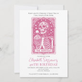 Invitation Amusant 40e anniversaire Gothique Tarot Pink Party (Devant)