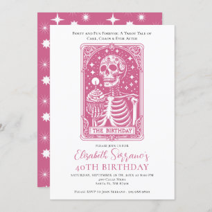 Invitation Amusant 40e anniversaire Gothique Tarot Pink Party
