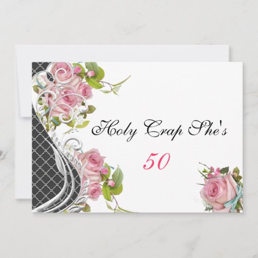 Invitation Amusant 50ème anniversaire Invitation, Roses roses (Devant)