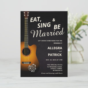 Invitation Amusant Acoustic Guitar Diamonds Black Photo Maria