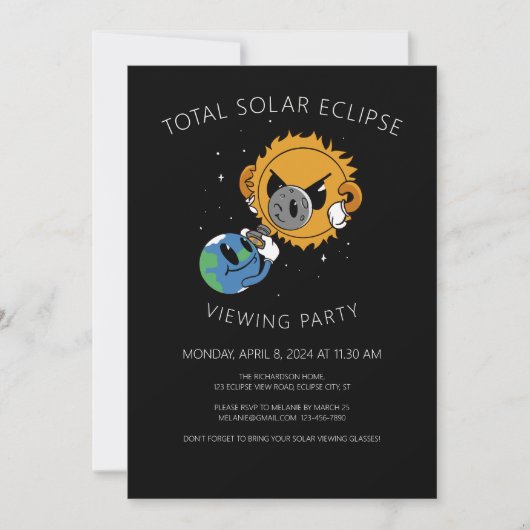 Invitation Amusant Avril 8 2024 Total Solaire Eclipse Viewing (Devant)