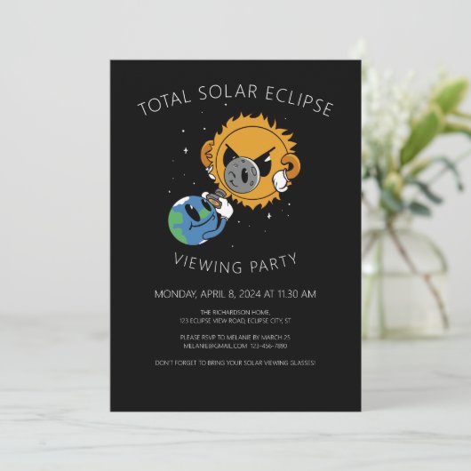 Invitation Amusant Avril 8 2024 Total Solaire Eclipse Viewing (Debout devant)