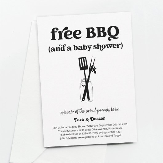 Invitation Amusant Baby shower BBQ Couples Gratuit